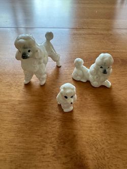 Vintage bone China set off poodle family -  Mint