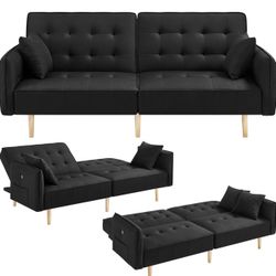 78” Convertible Sofa Bed with USB Ports Sleeper Couch Futon Daybed Sleeper Sofa for Living Room