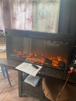 36" Electric Fireplace Insert with Trim Kit, Realistic Log & Silent Flame Effect, 1500W Fireplace Heater with Thermostat, Remote, 8H Timer, Overheat P