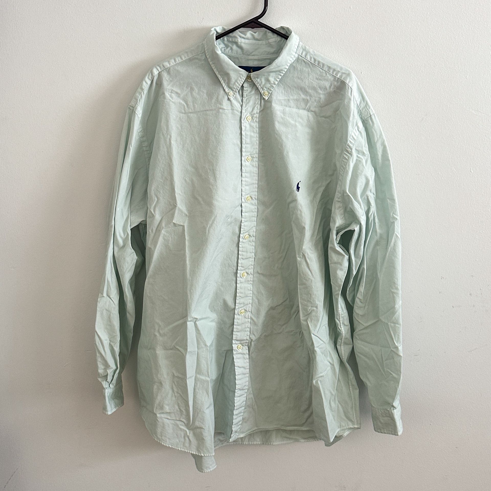 Ralph Lauren Mint Green Long Sleeve Button Down Shirt Size 3XLT