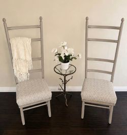 One-of-Kind Vintage 1960’s Refurbished High-Back Ladder-Back Chair Set