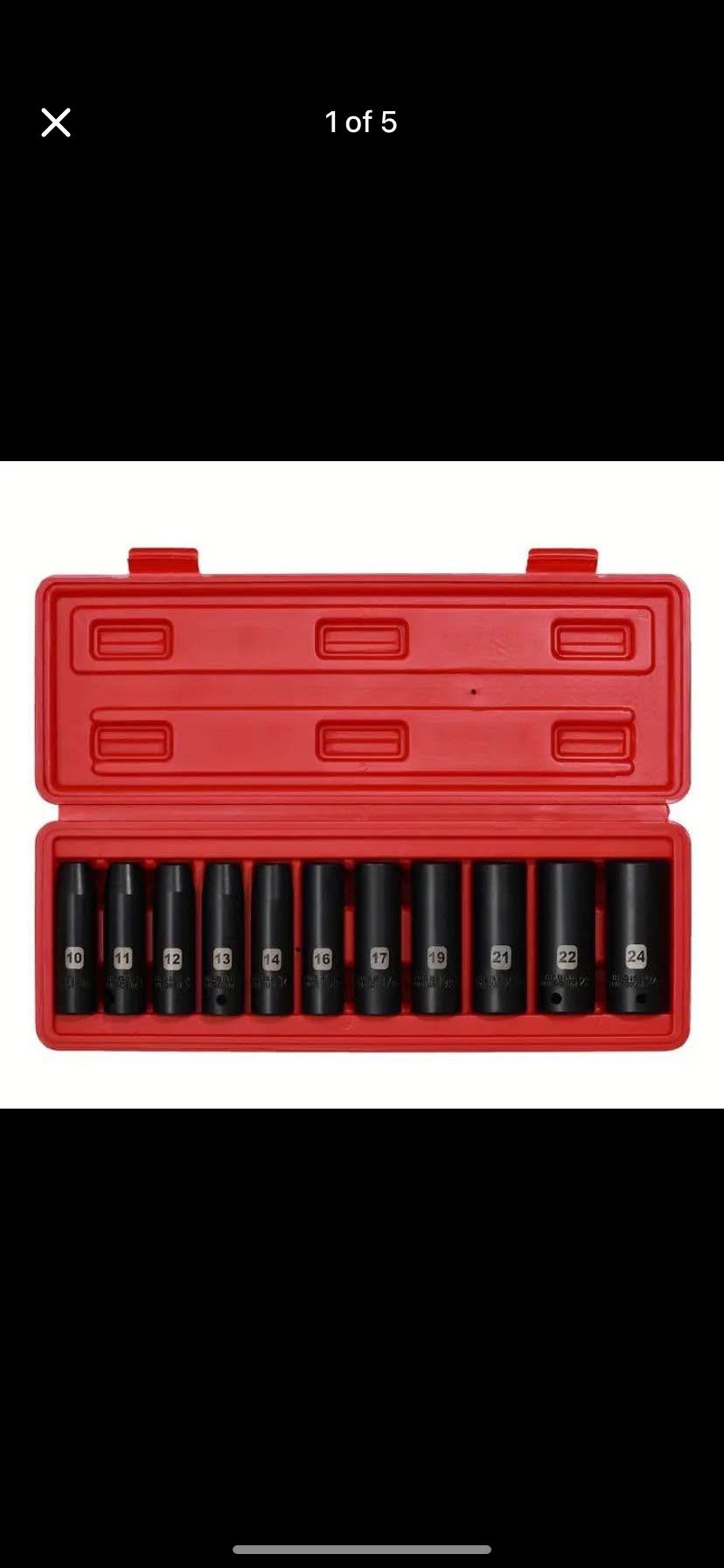 11pcs 1/2"Drive Deep Impact Socket Set,