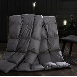 Goose Down Comforter King Size All Season Grey Comforter-Cotton 1200 Thread Count 750 Fill Power-Soft Down Duvet Insert with Tabs (Grey,106x90Inches)