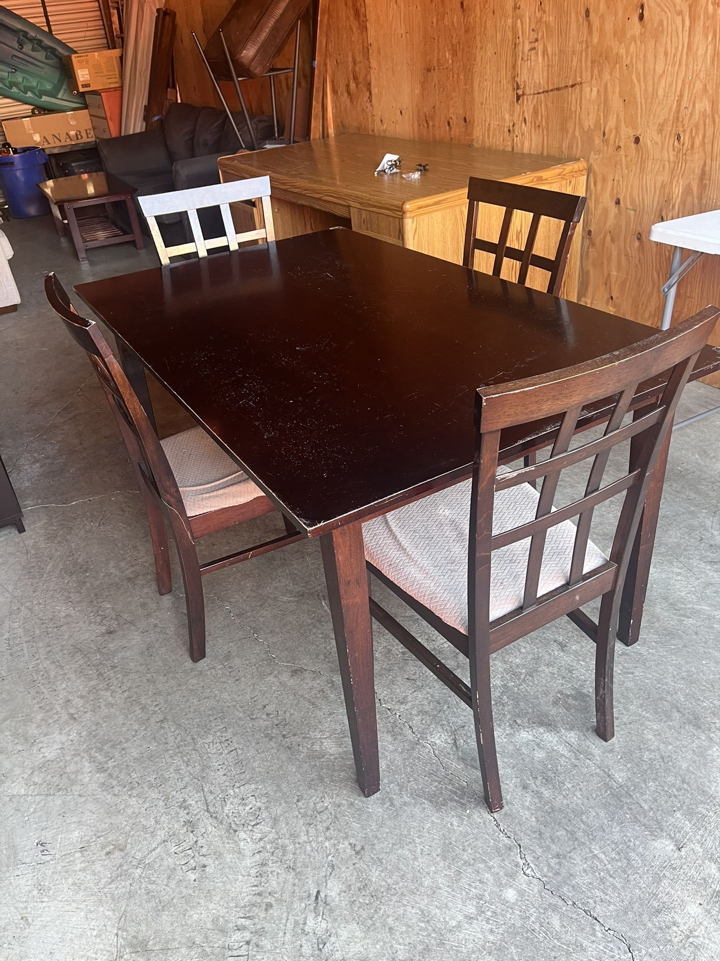 Sturdy Wood Dining Table W/chairs