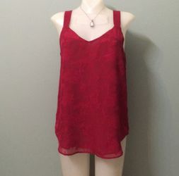 Ann Taylor Loft Red V Neck Sleeveless Tank - Blouse