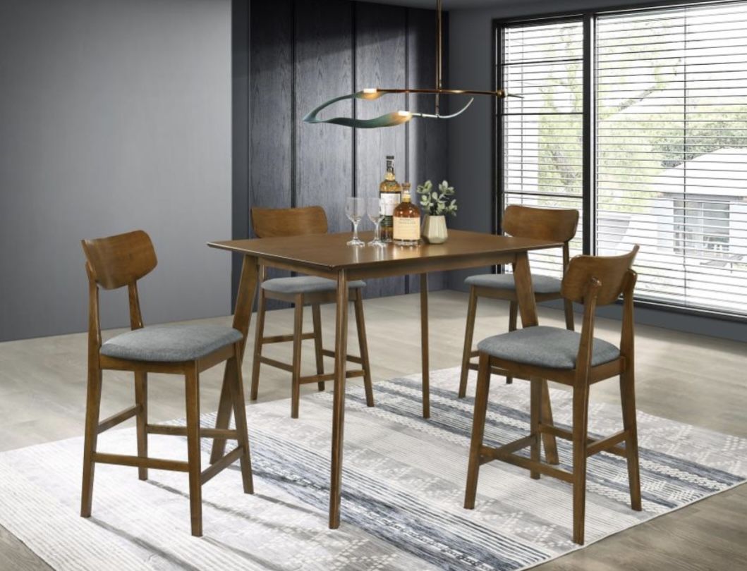 5 Pc Counter Height Dining Set/ Mid- Century Counter Height Set