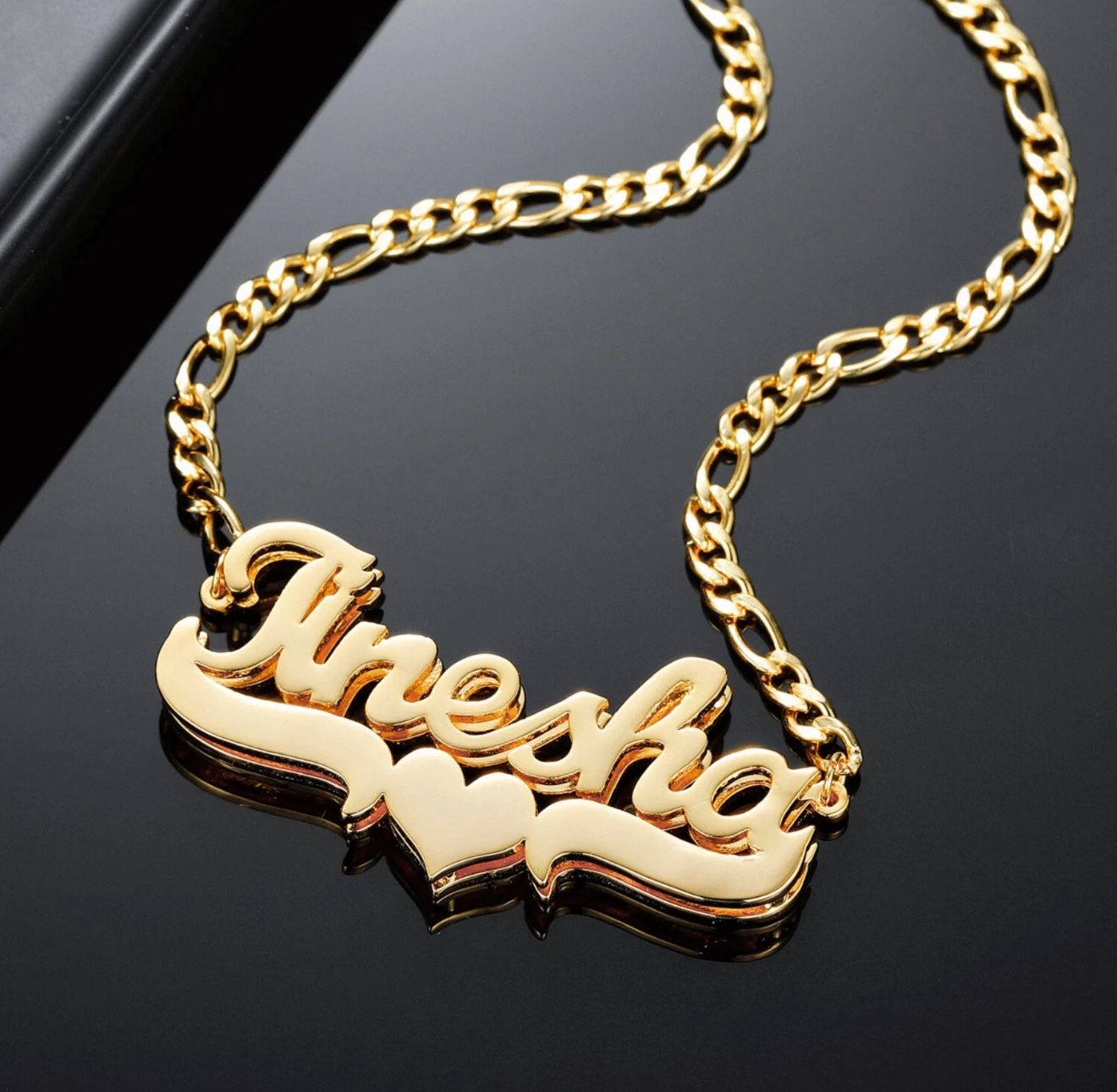 Double Plated Name Necklace Personalized Name Necklace 18K Gold Plated Necklace