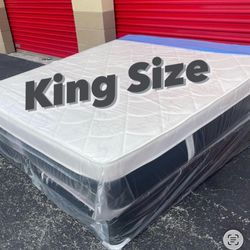 NEW Mattress King Size Plush Pillowtop With Box Spring // Offer  🚚