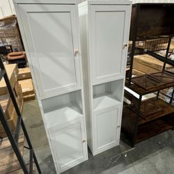 Set of 2 Tall Metal Storage Cabinet, Metal Locker Storage Cabinet with 3 Adjustable Shelves and 2 Doors