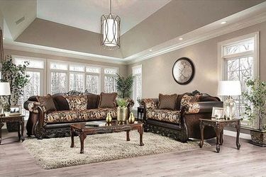 2 pc Living Room Set Leatherette, Chenille, Solid Wood   🇺🇸Manufactured in USA 🇺🇸  Juego de sofa y loveseat  fabricados en USA Nuevos  entregamos