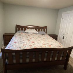 Wooden California King Bed Frame & 2 Night Stands