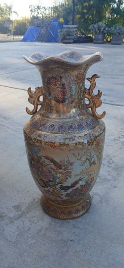 Large Gold Satsuma Style Porcelain Vase