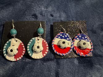 ⚽🇲🇽🇺🇸 Handmade Soccer-Themed Clay Earrings 🇺🇸🇲🇽⚽