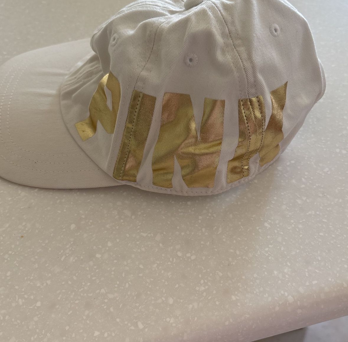 Victoria Secret Pink White & Gold Hat