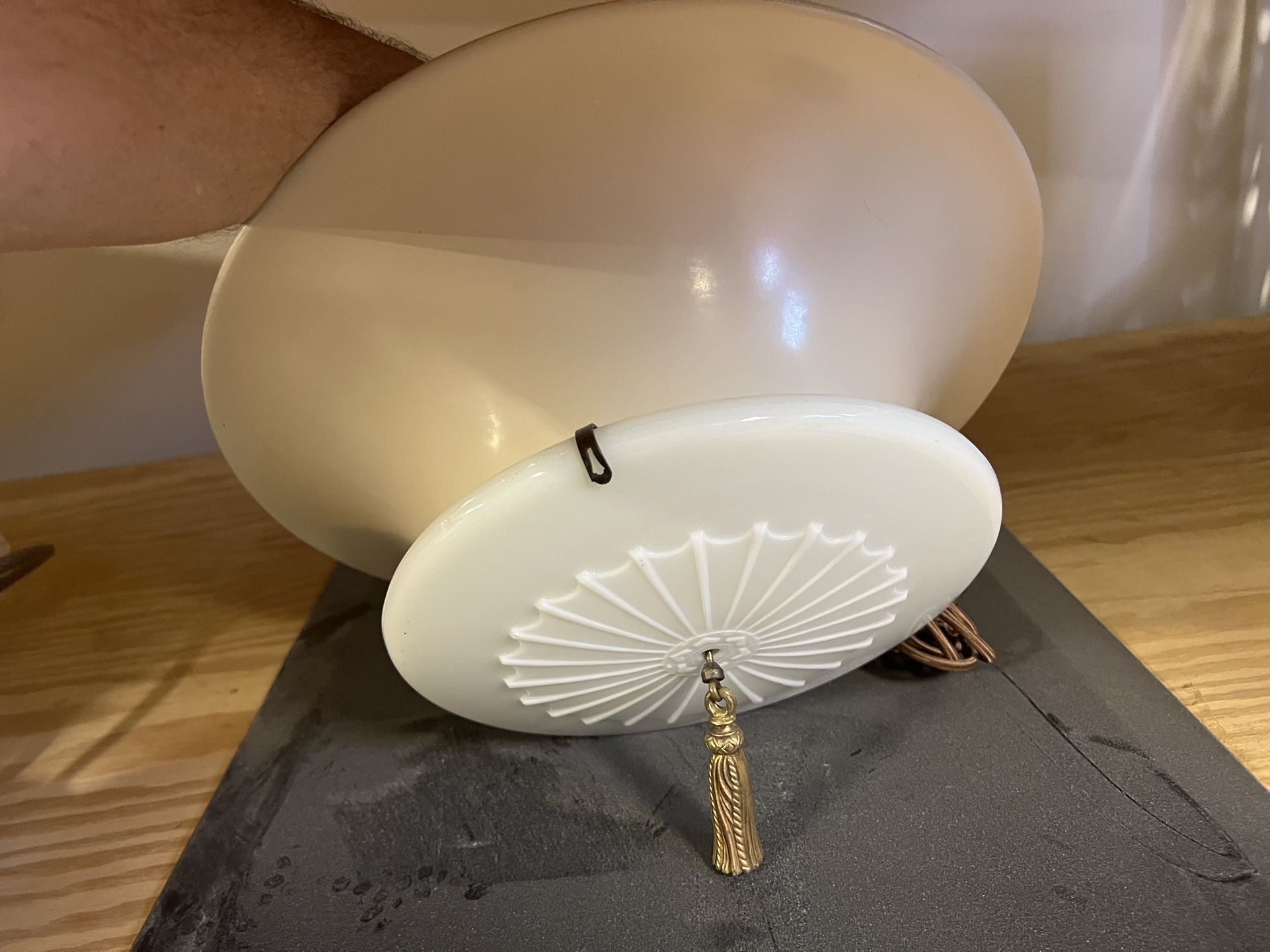 Antique Glass And Metal Hanging Lamp