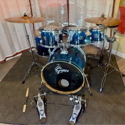 Gretsch Catalina ash 6 piece drum set 22 8 10 12 14 14” lacquer cymbals stands throne new double pedal $675 cash in Upland 91784