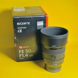 Sony FE 50mm f/1.4 GM G Master Lens + Box Hood - Excellent
