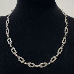 925 Sterling Silver Royal Ornament Link Chain Necklace ~ 17 inches 16.5 grams