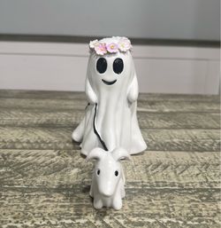 Halloween Ghost walking a dog decor