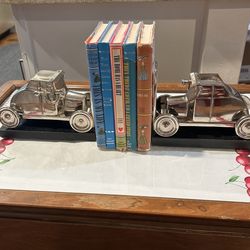 Vintage Cars Book Ends/Marble Base