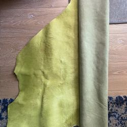 Hair On Cowhide Leather Remnant Lime Green 3x5