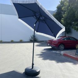 New 7.5’ Tassel Umbrella with Fringe Outdoor Patio Pool Side Tilt 