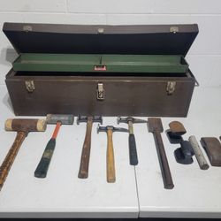 Vintage Auto Body Repair Tools Hammers Dollys With Metal Kennedy Kits Tool Box