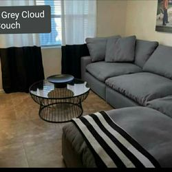 Gray Cloud Modular Sectional Couch Sofa 
