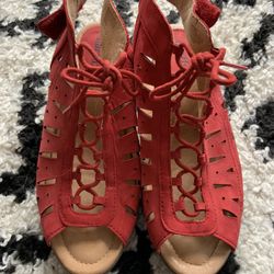 Earth NEW Kristen Lace up, cut out ankle, strap leather sandals, size 9D