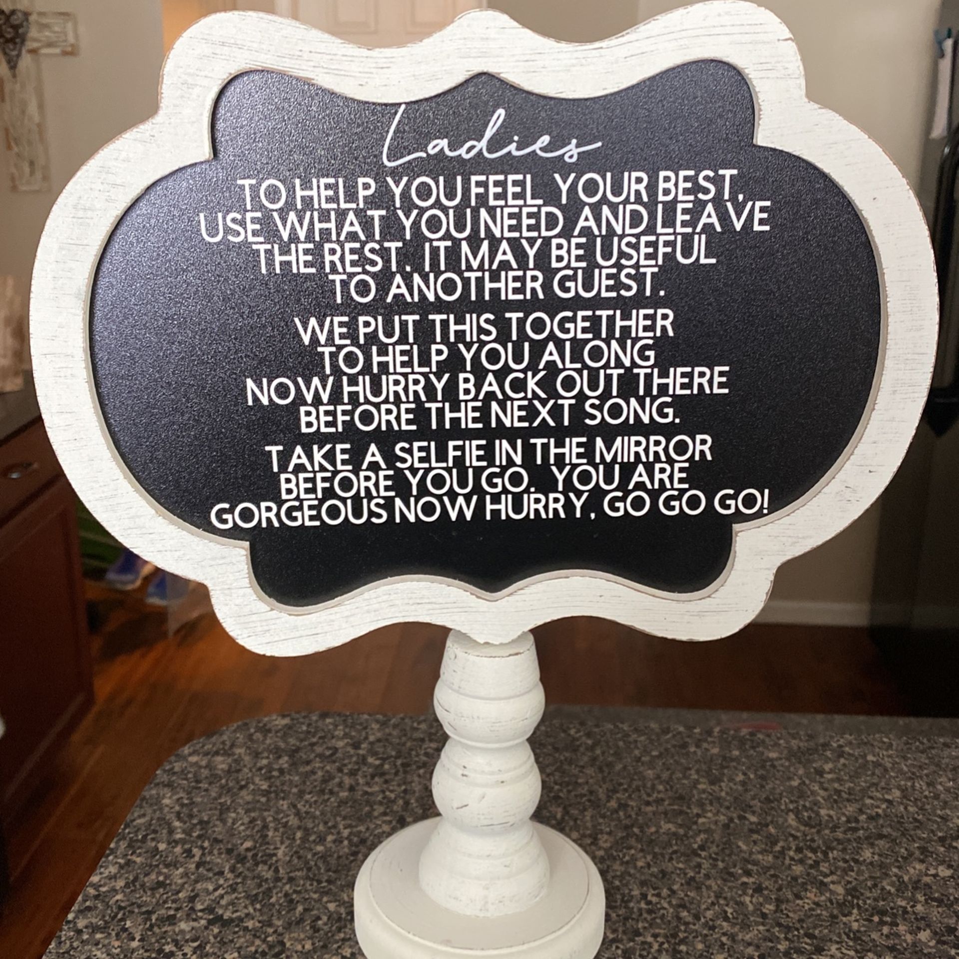 Wedding Bathroom Sign For Basket Of Essentials