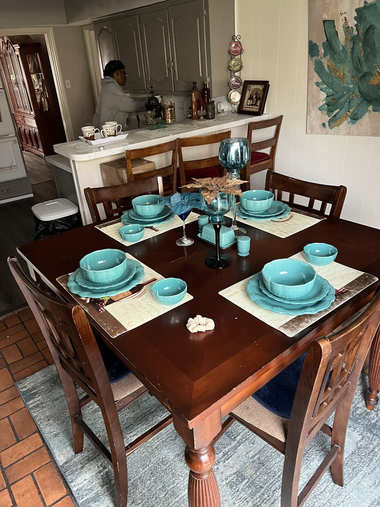 Table Set With Baker Rack
