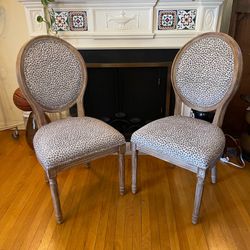 Pair of World Market Paige Round Back Dining Chairs – Distressed Oak
