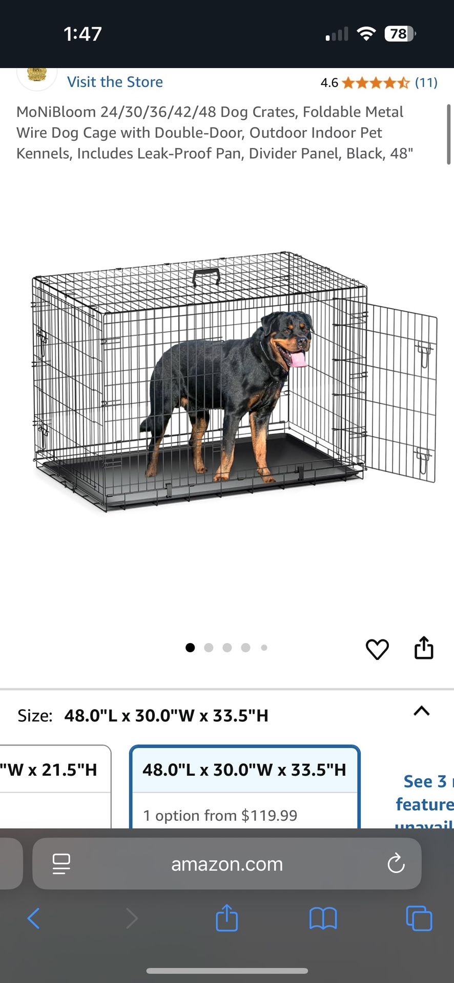 Jaula Para Animal Nueva 48 Pulgadas