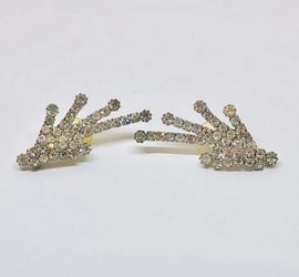 Silver tone earrings with rhinestones