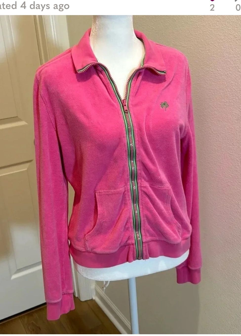 Lilly Pulitzer Zip Up Terry Cloth Jacket- Medium $32
