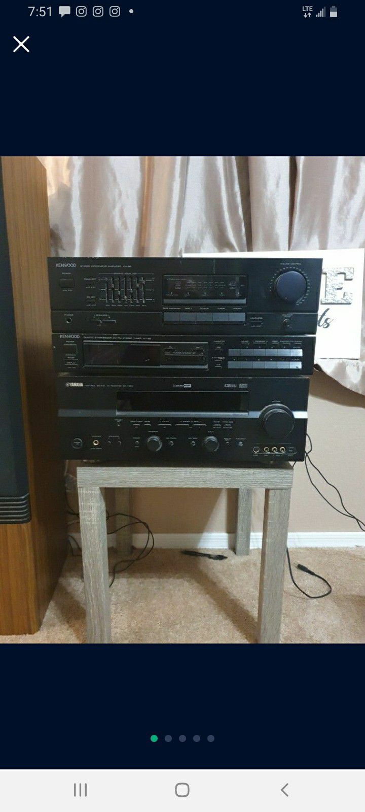 Kenwood Stereo With Yamaha Receiver And Two 12in Tower Speakers