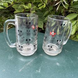  2 Disney Mickey Mouse Club Mugs & 1 Epcot Glass