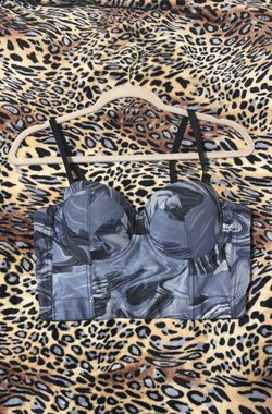 Gray Marble Print Bustier Crop Top