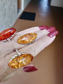 Faux amber fun chunky rings