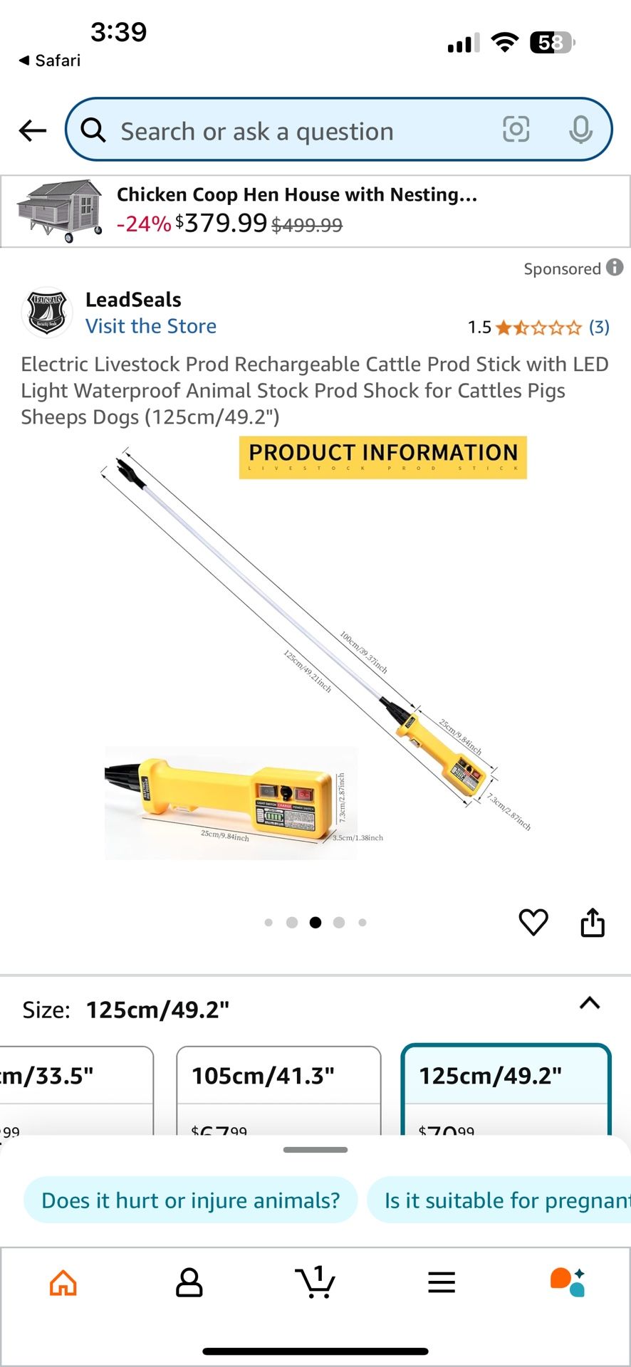 LeadSeals Livestock Cattle Prod With Flashlight