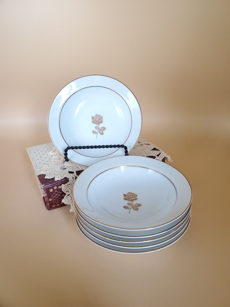 Vintage 1950's Sango "Gold Rose" Fine China #3990 Fruit/Dessert/Sauce Dishes (Set of 6)