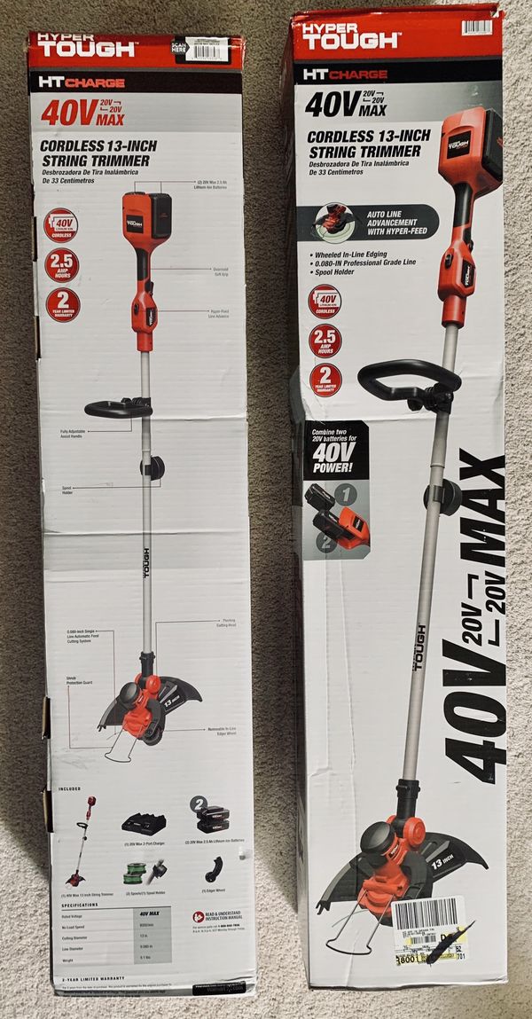 Hyper Tough Electric 40V MAX Cordless 13Inch String Trimmer & Wheeled