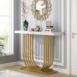Faux Marble / Gold Console Table - J0100