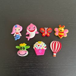Multicolor Cartoon Shoe Charms Mermaid Shark Cow Butterfly Bee Cupcake 7pc