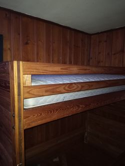 Wood bunk bed with one mattress