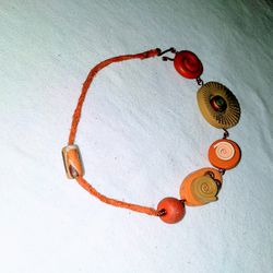 Handmade Ankle Bracelet With Clay Charms
