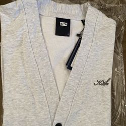 Kith Large Cardigan Heather Gray White NWT L