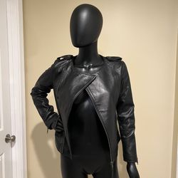 Genuine sheepskin leather jacket coat trench biker slim crop jacket motorcycle