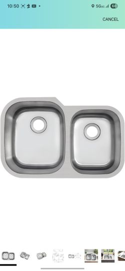 SEASONS Stainless Steel  Undermont 31.5"  18G Doble Bowl Offset Sink 