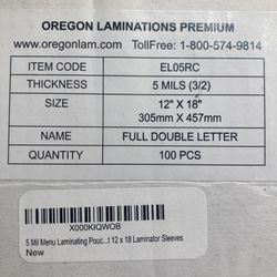 Laminating Sheets 90+ Sheets 12x18 5mil